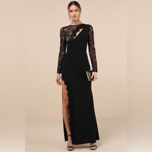 Lulu's Black Lace Long Sleeve Dress